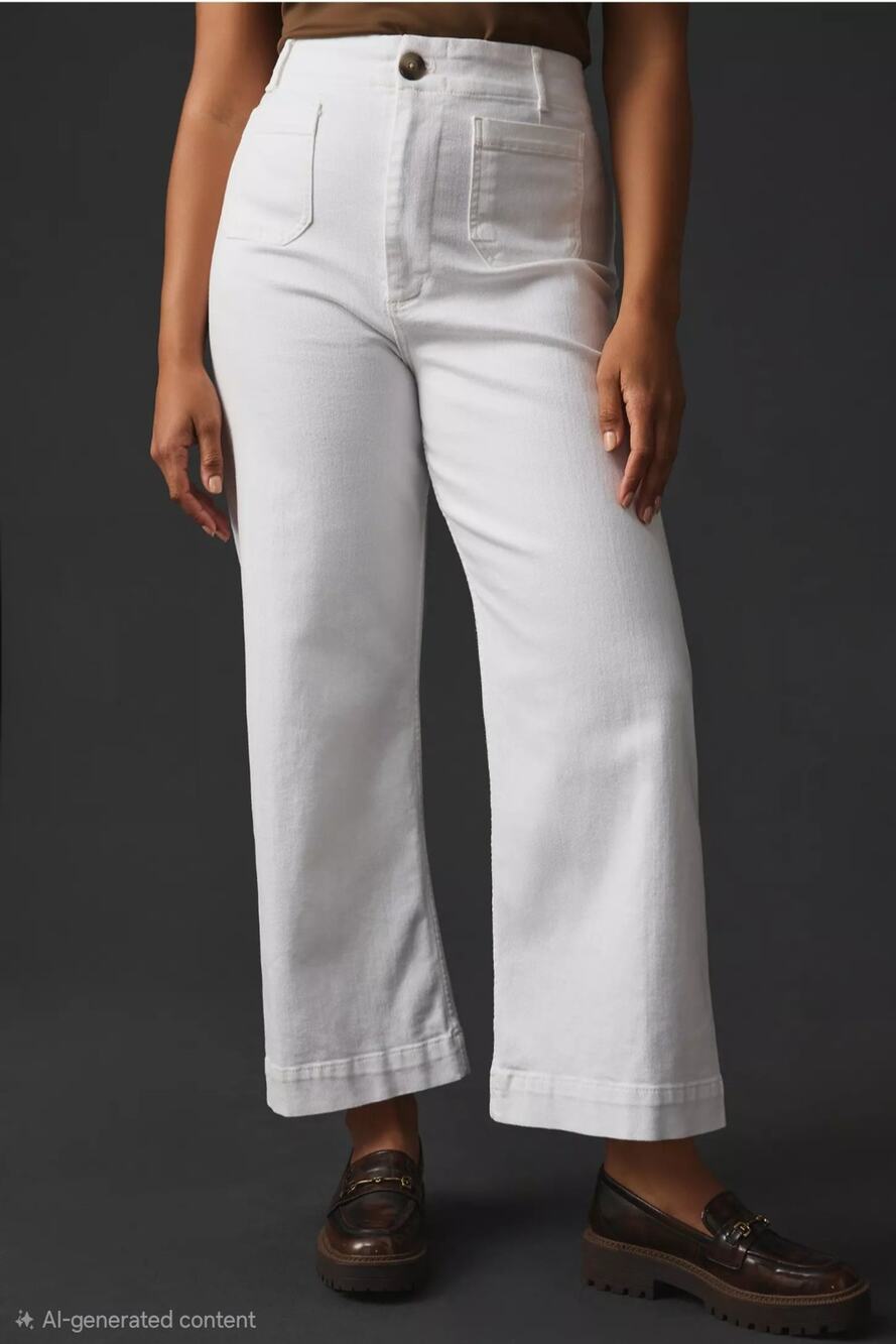Maeve x Anthropologie Colette High-Rise Wide-Leg Cropped Jeans. Sz 32 Ret. $138
